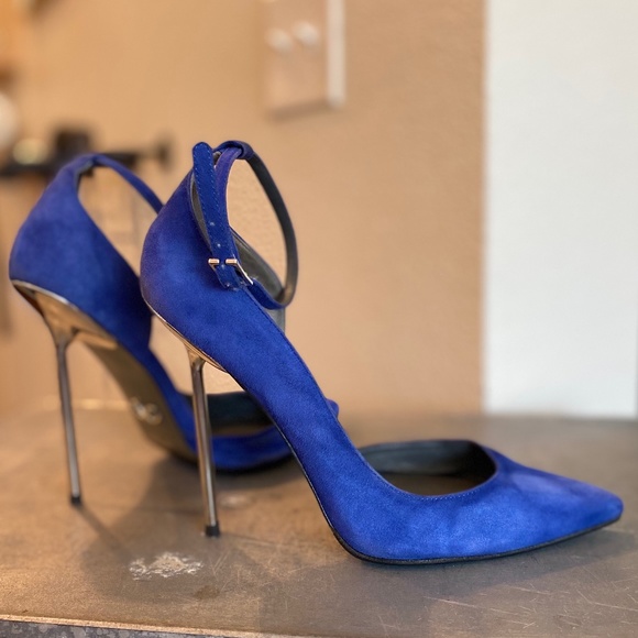 Monika Chiang Blue Suede Ankle Strap D’Orsay Pump - Picture 6 of 15